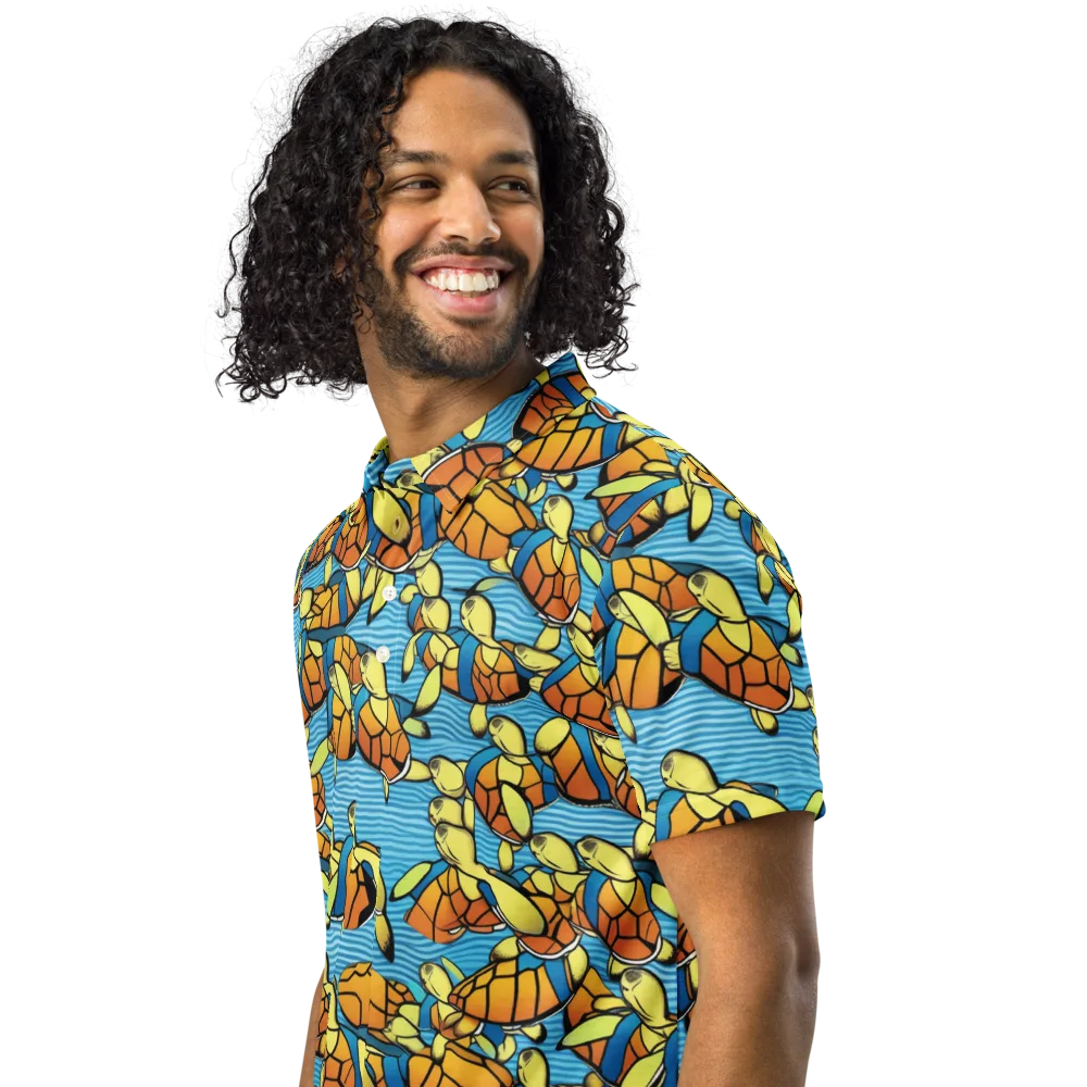Tidal Shell Parade on Men's Slim Fit Polo Shirt — Left Front