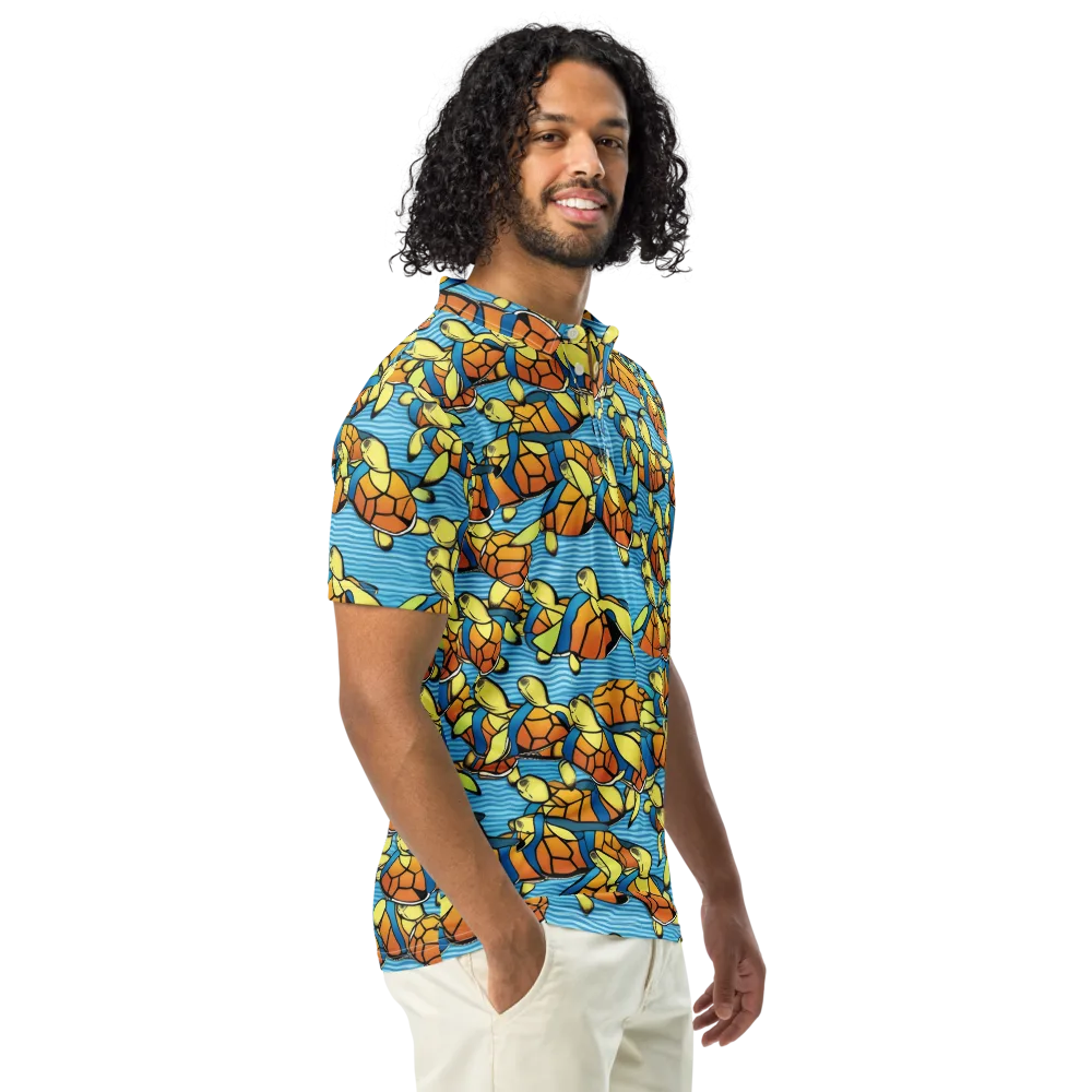 Tidal Shell Parade on Men's Slim Fit Polo Shirt — Right Front