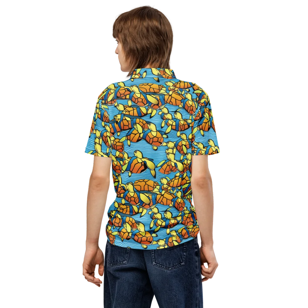 Tidal Shell Parade on Men's Slim Fit Polo Shirt — Back