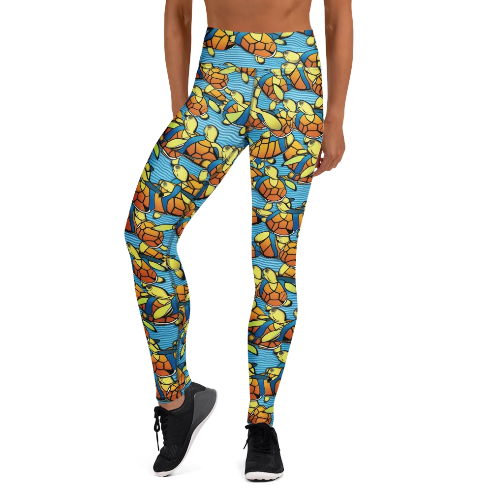 Tidal Shell Parade on Yoga Leggings — Front