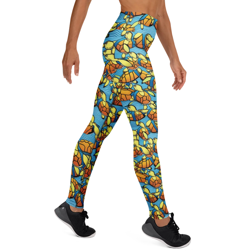 Tidal Shell Parade on Yoga Leggings — Right