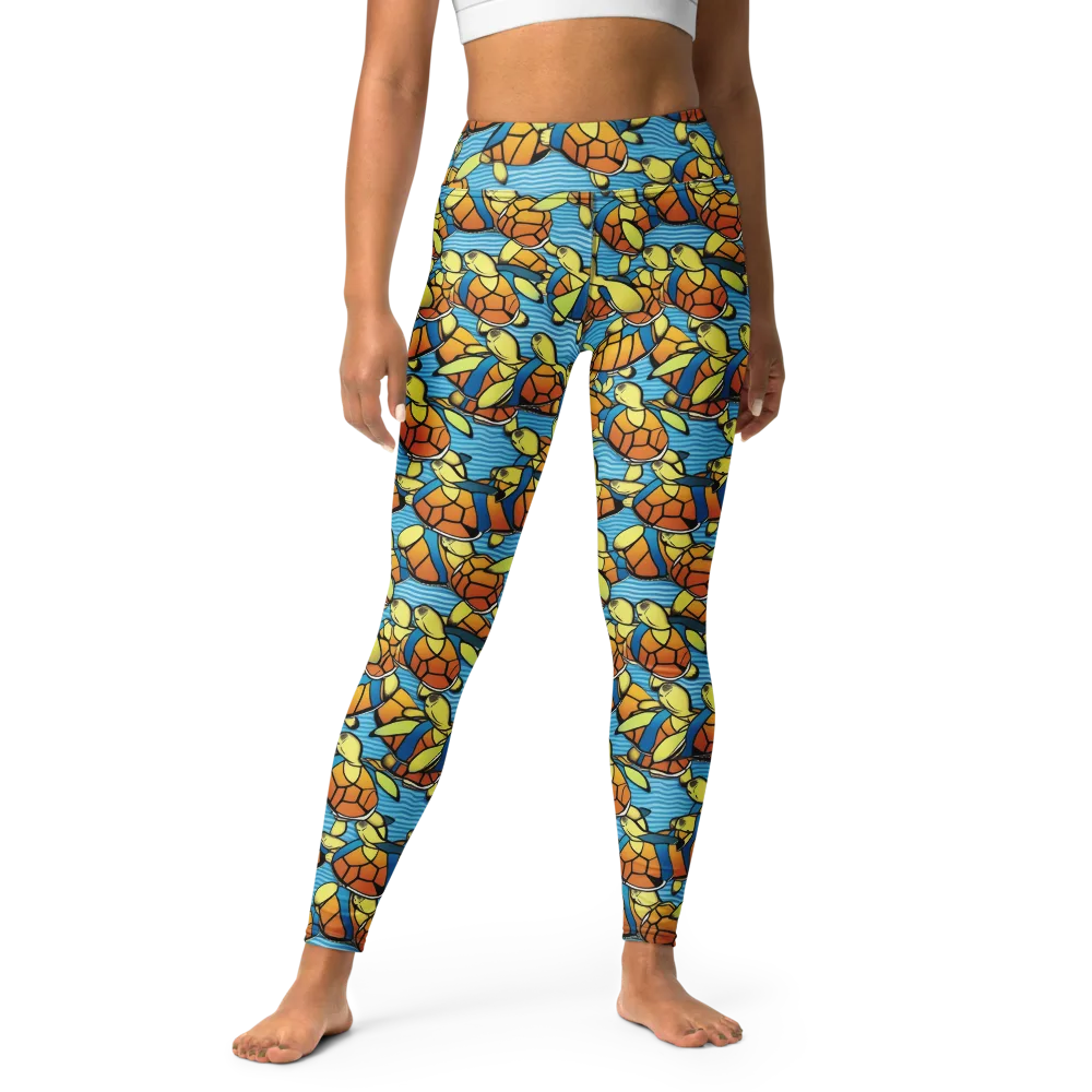 Tidal Shell Parade on Yoga Leggings — Front