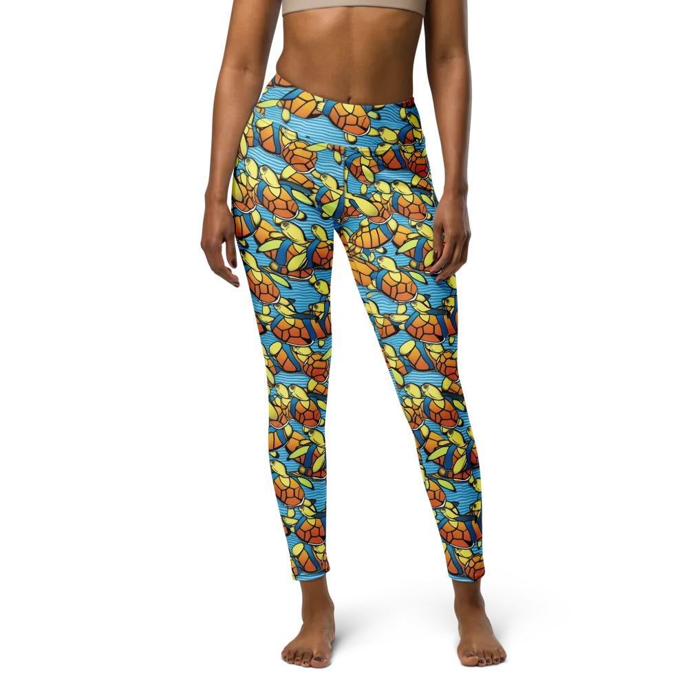 Tidal Shell Parade on Yoga Leggings — Front
