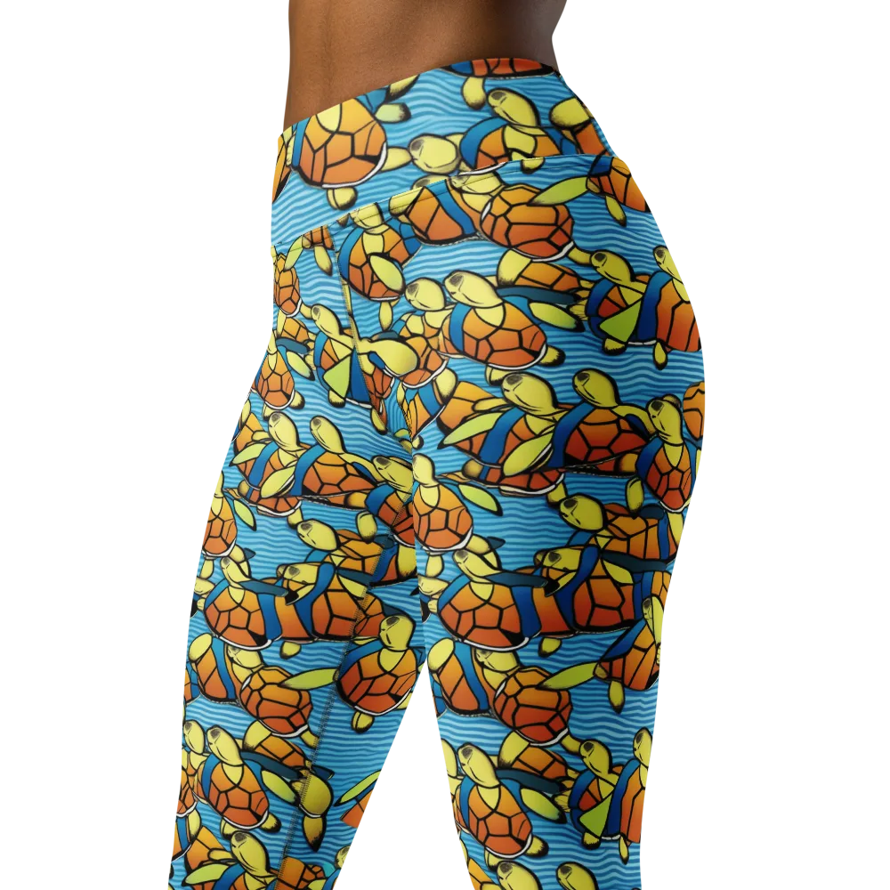 Tidal Shell Parade on Yoga Leggings — Left Front