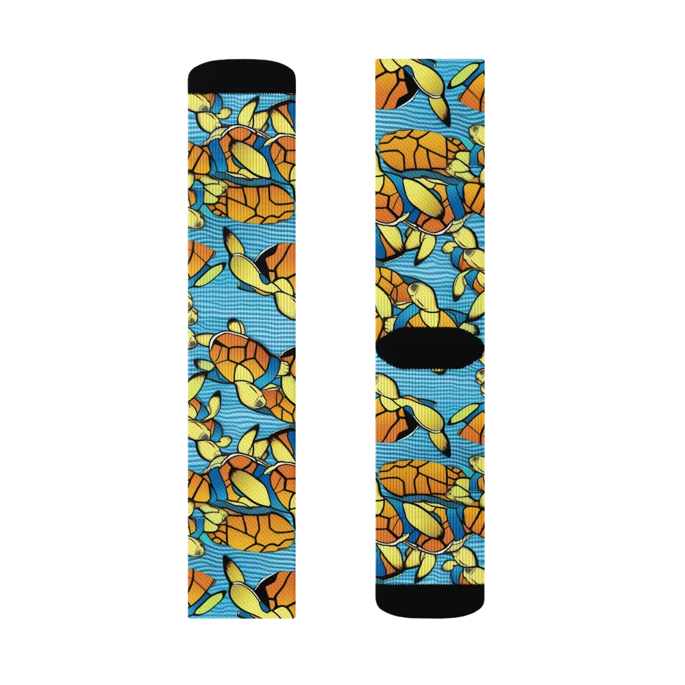Tidal Shell Parade on Socks — Right Sock