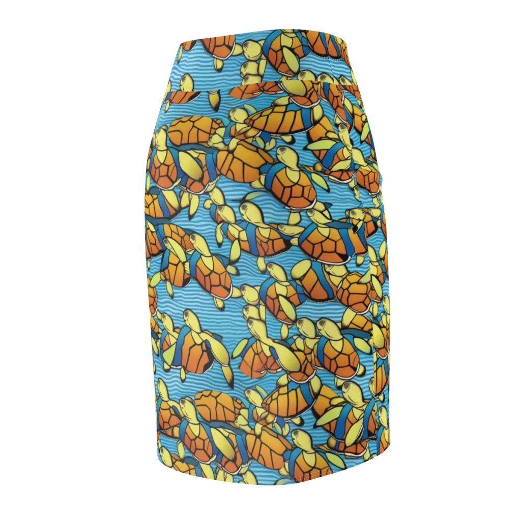 Tidal Shell Parade on Pencil Skirt — Back Side