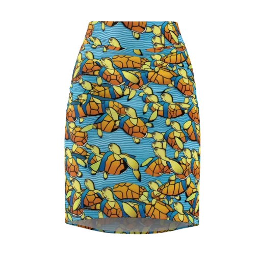 Tidal Shell Parade on a Pencil Skirt