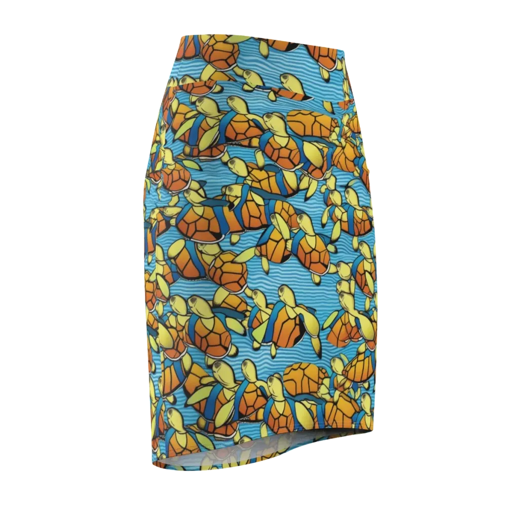 Tidal Shell Parade on Pencil Skirt — Front Side