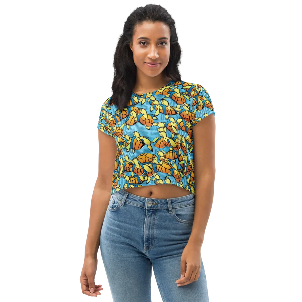 Tidal Shell Parade on Crop Tee — Front