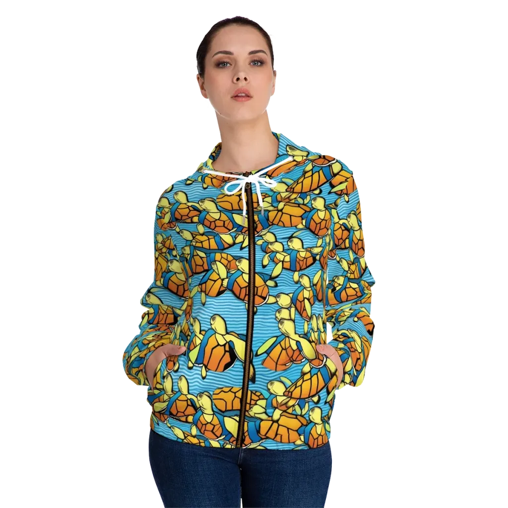 Tidal Shell Parade on Women's Full-Zip Hoodie — Front On Person
