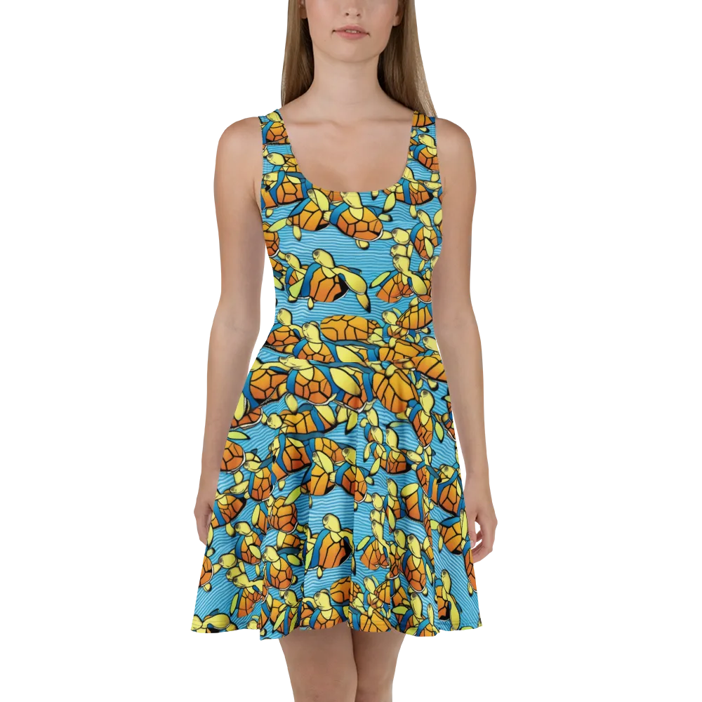 Tidal Shell Parade on Skater Dress — Front