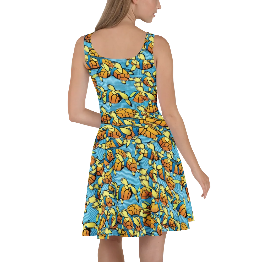 Tidal Shell Parade on Skater Dress — Back