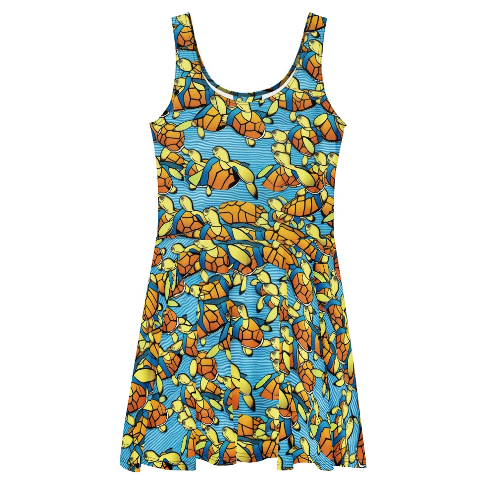 Tidal Shell Parade on Skater Dress — Front