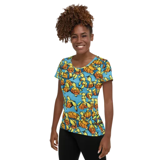 Tidal Shell Parade on a Women's Athletic T-Shirt