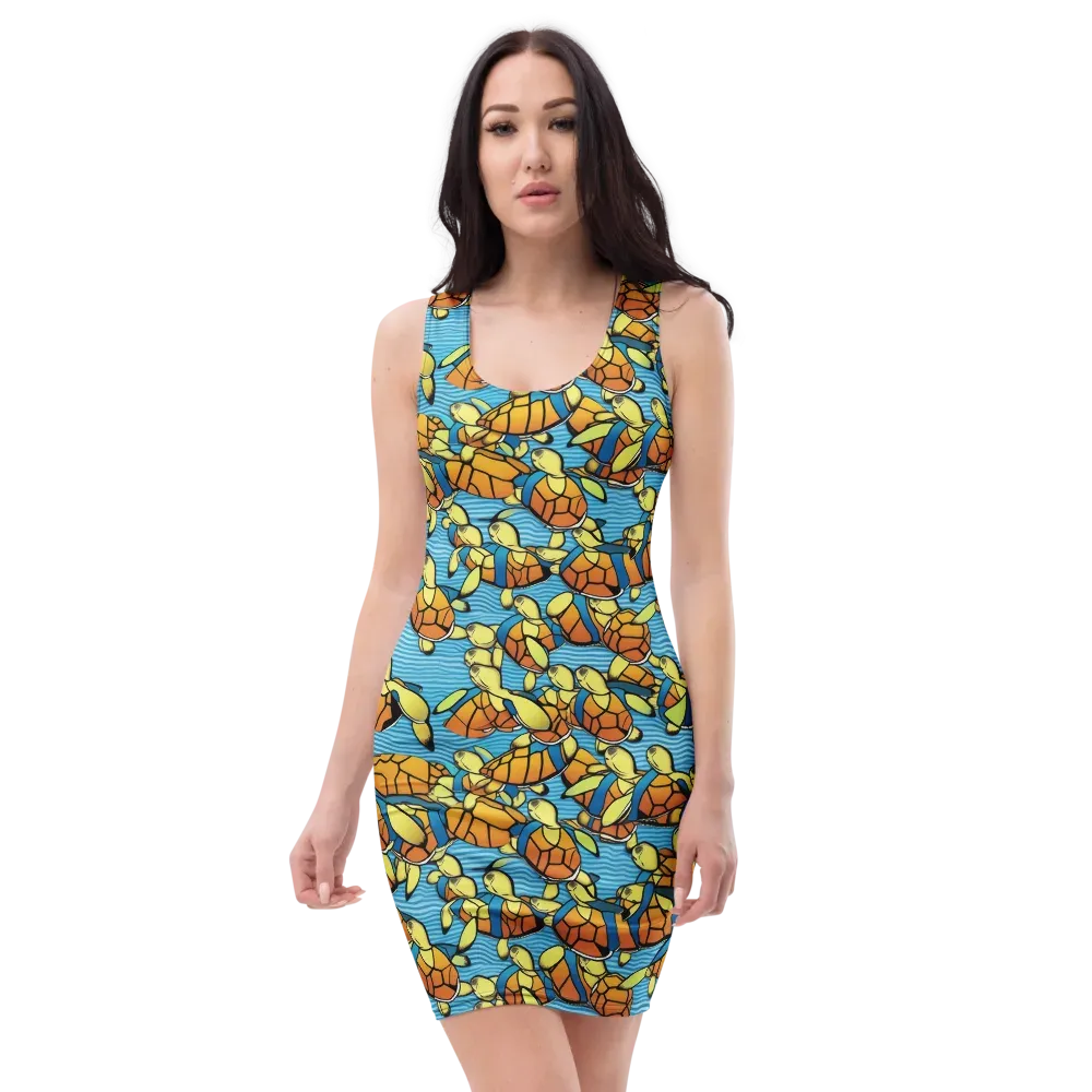 Tidal Shell Parade on Bodycon Dress — Front