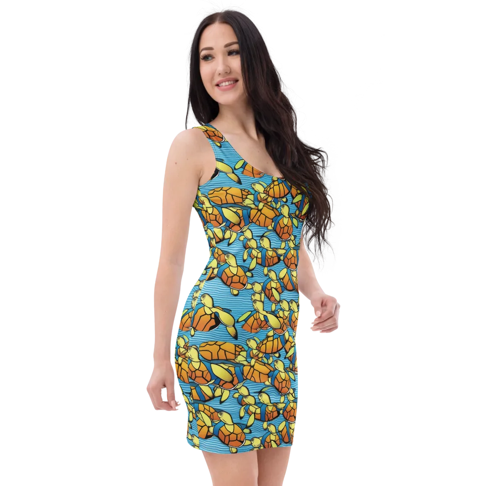 Tidal Shell Parade on Bodycon Dress — Right Front