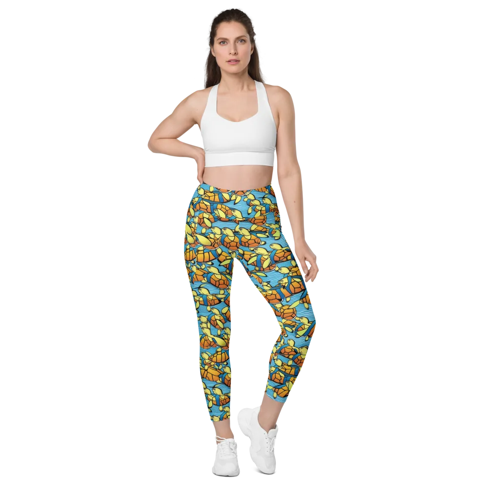 Tidal Shell Parade on Leggings with Pockets — Front