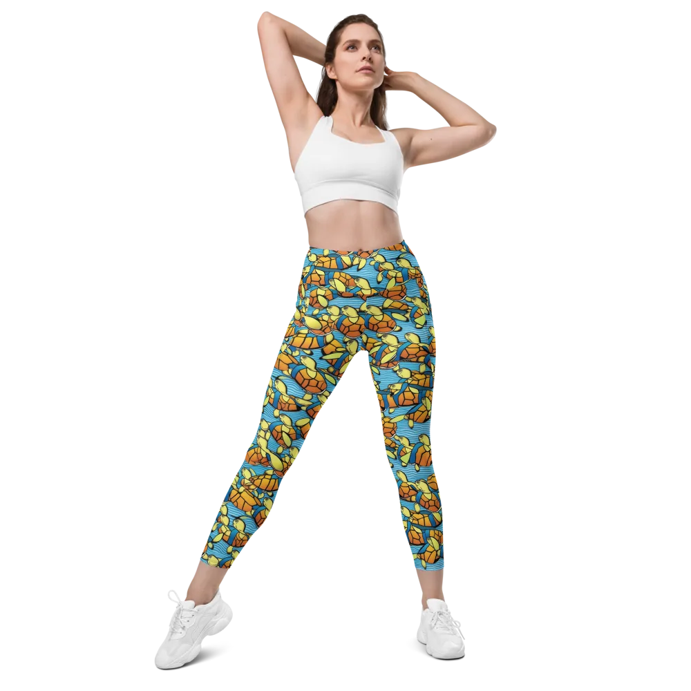 Tidal Shell Parade on Leggings with Pockets — Front
