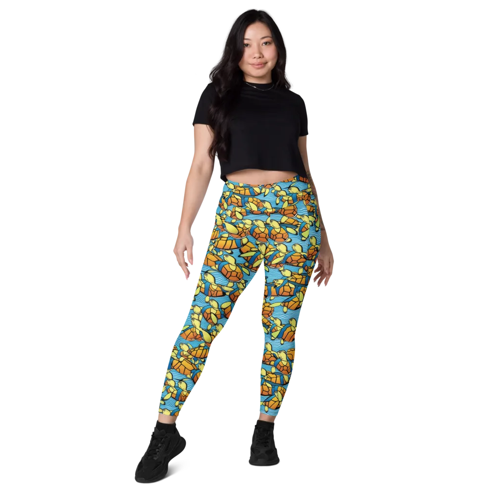 Tidal Shell Parade on Leggings with Pockets — Front