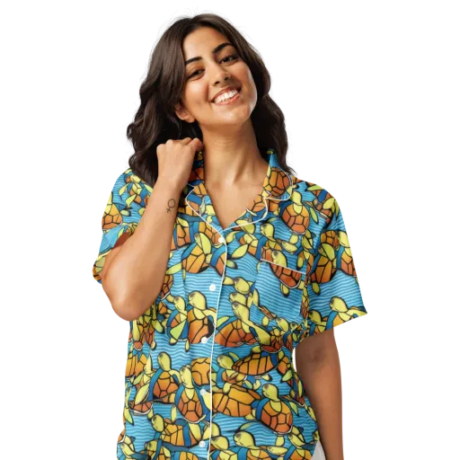 Tidal Shell Parade on a Women's Short Sleeve Pajama Top