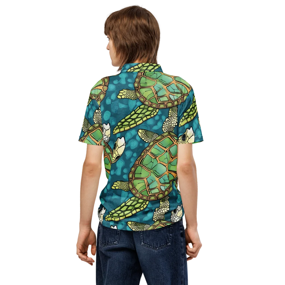 Lagoon Turtles on Men's Slim Fit Polo Shirt — Back