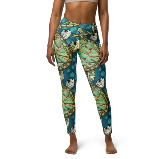 Lagoon Turtles on a Yoga Leggings