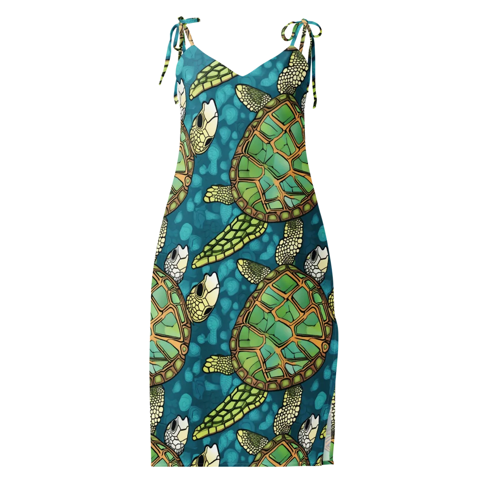 Lagoon Turtles on Slip Dress — Front