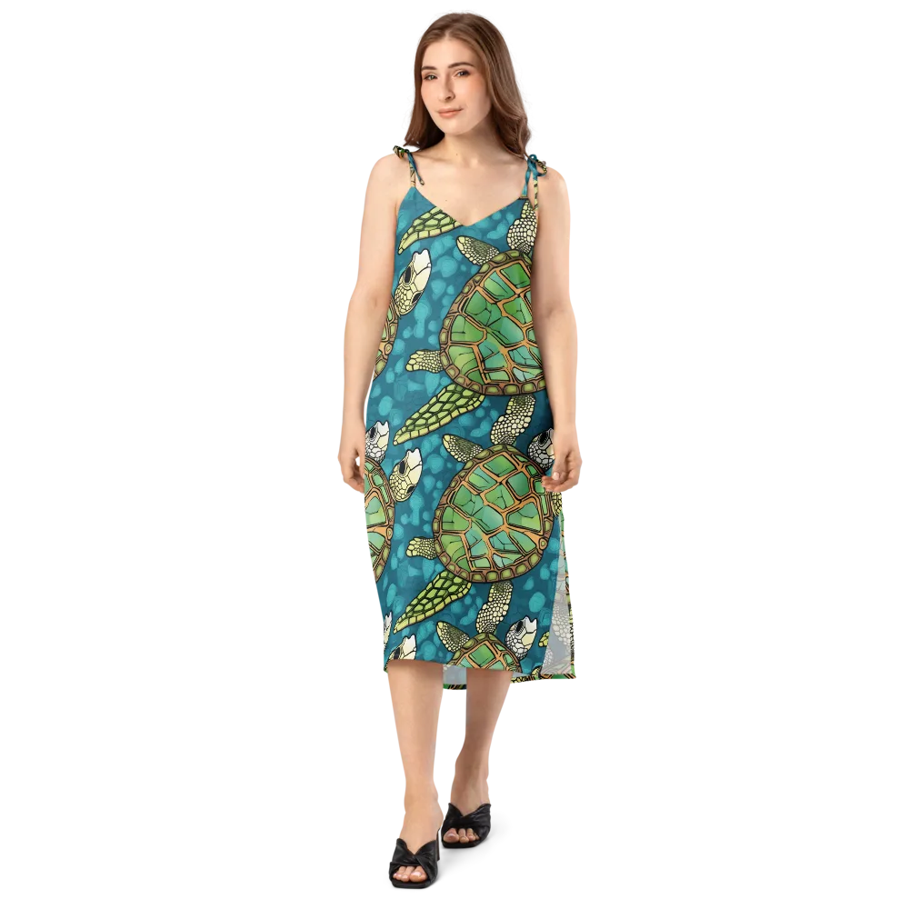 Lagoon Turtles on Slip Dress — Front