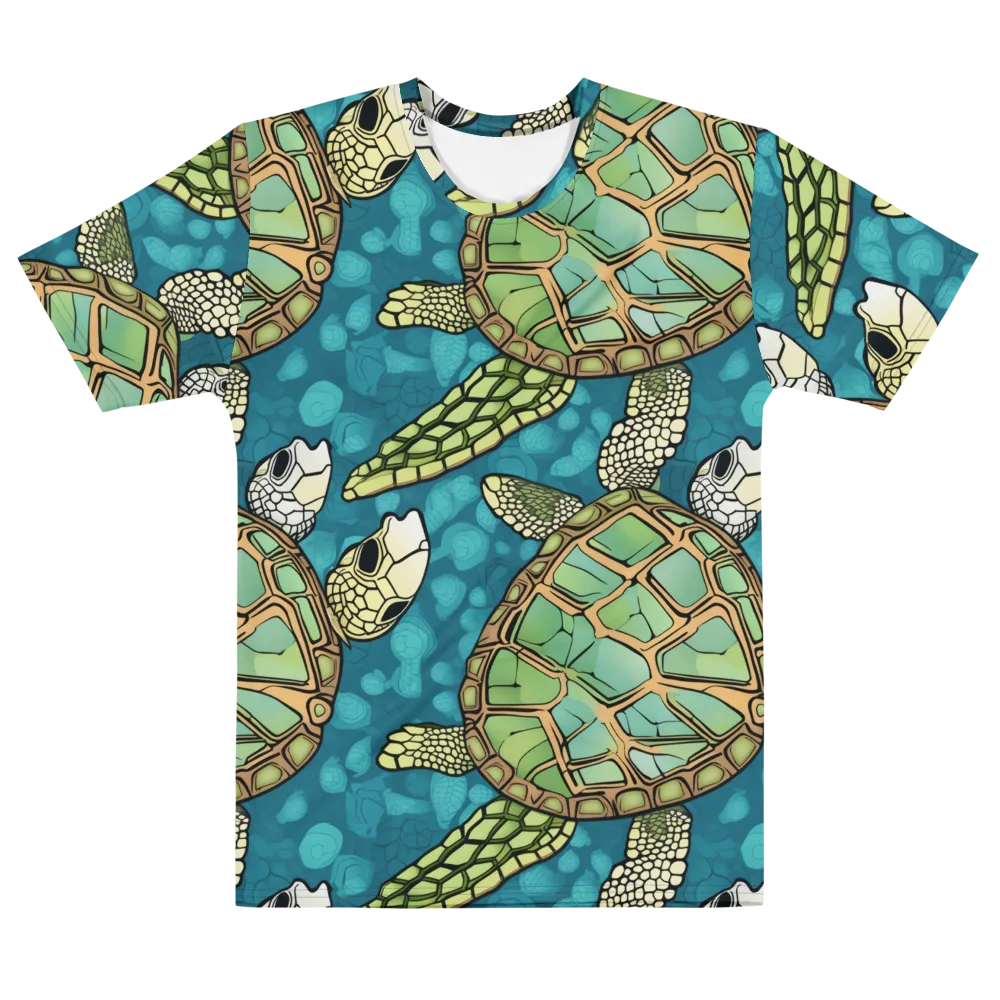 Lagoon Turtles on Men's Cotton Crew Neck T-Shirt — Front