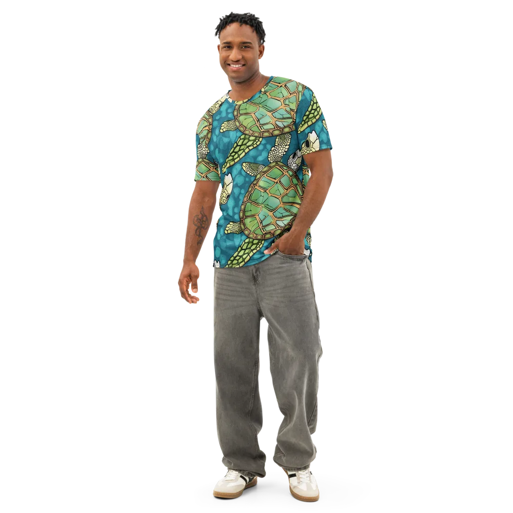 Lagoon Turtles on Men's Cotton Crew Neck T-Shirt — Front