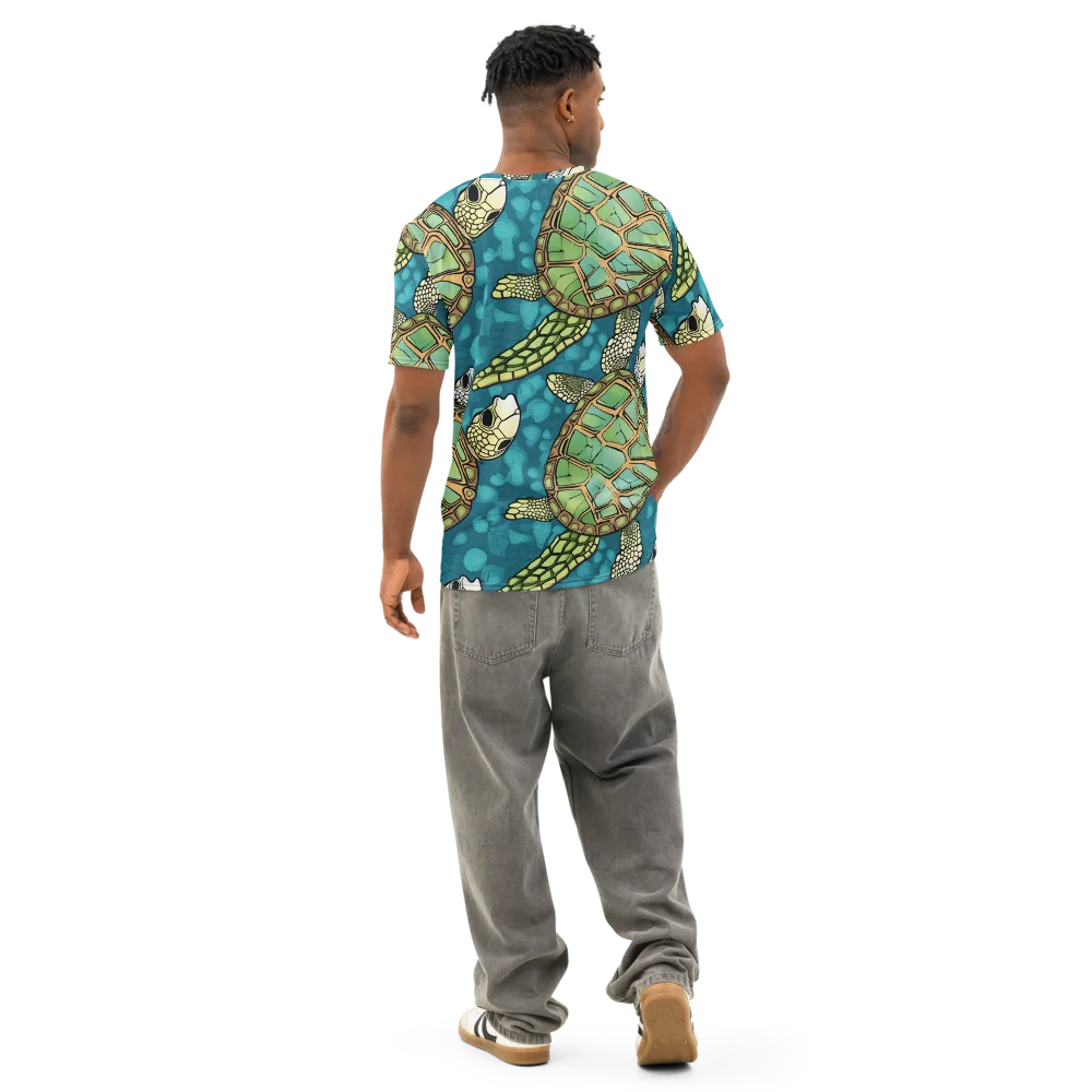Lagoon Turtles on Men's Cotton Crew Neck T-Shirt — Back