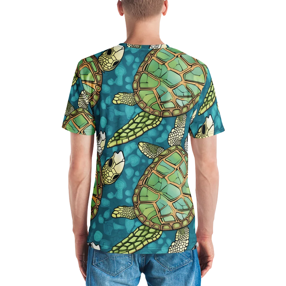 Lagoon Turtles on Men's Crew Neck T-Shirt — Back