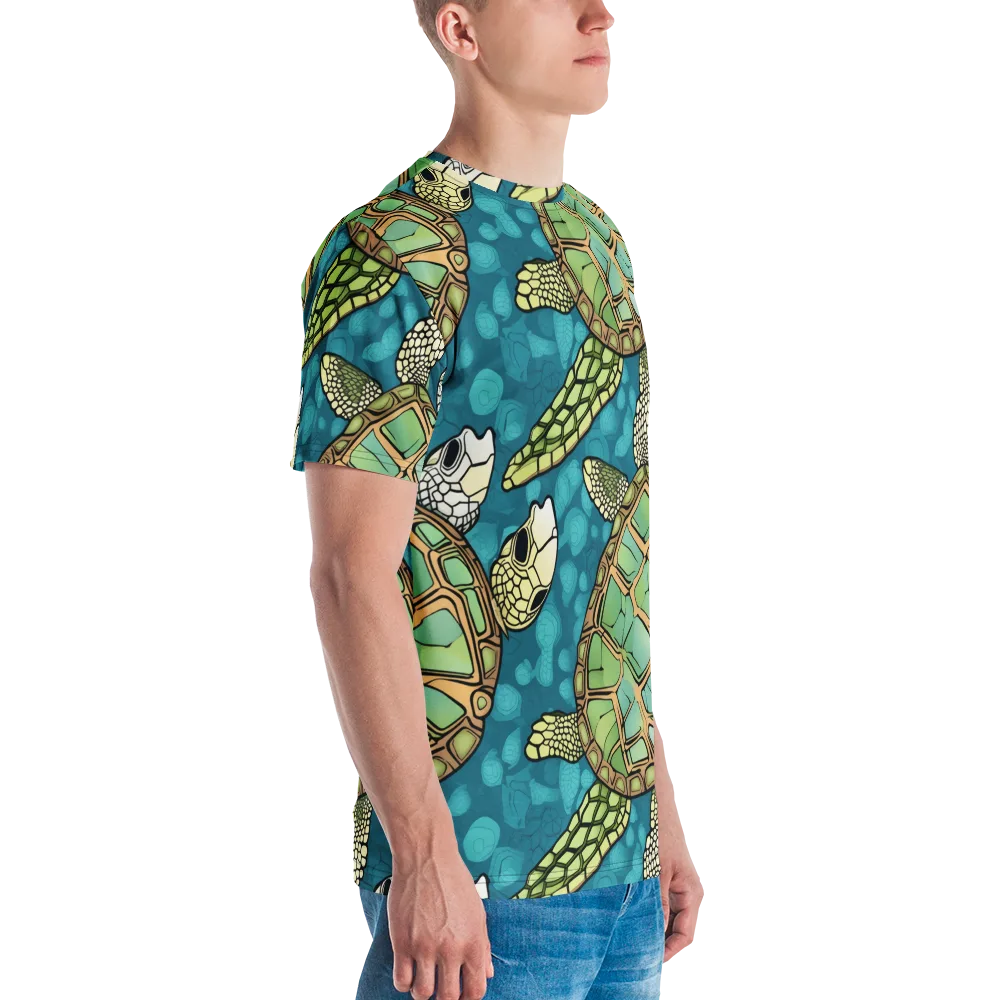 Lagoon Turtles on Men's Crew Neck T-Shirt — Right