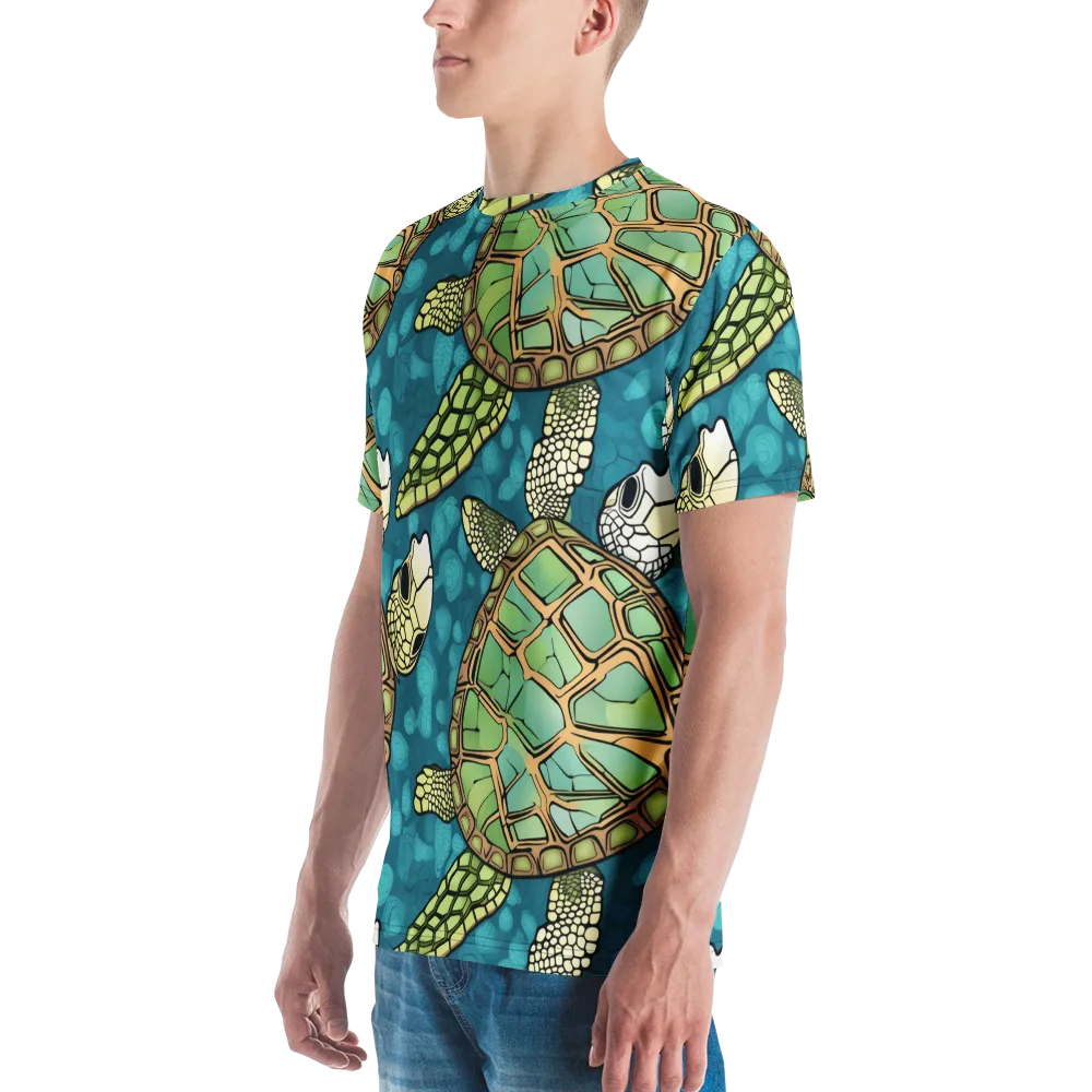 Lagoon Turtles on Men's Crew Neck T-Shirt — Left