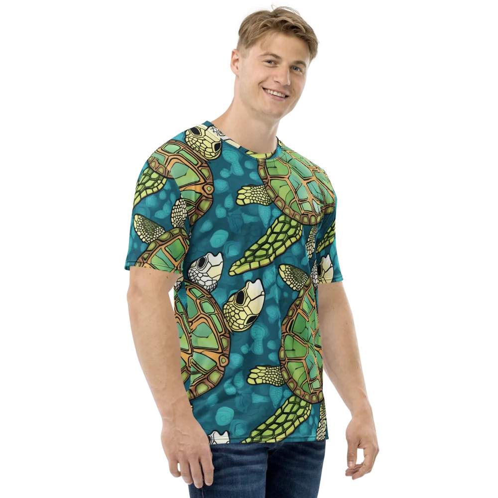 Lagoon Turtles on Men's Crew Neck T-Shirt — Right