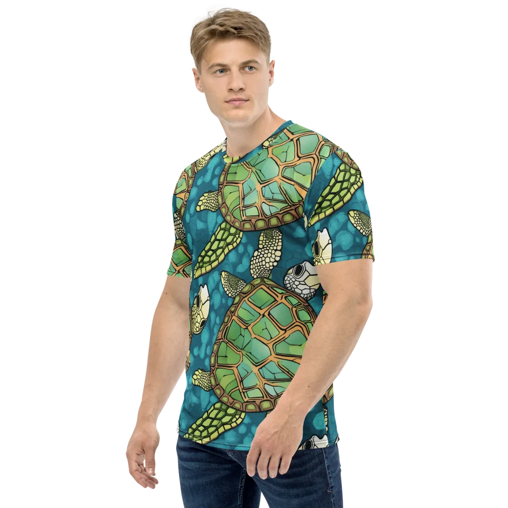 Lagoon Turtles on Men's Crew Neck T-Shirt — Left
