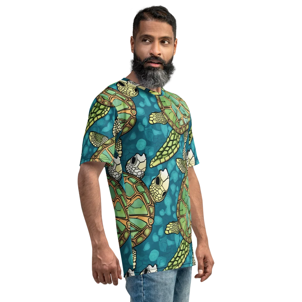 Lagoon Turtles on Men's Crew Neck T-Shirt — Right