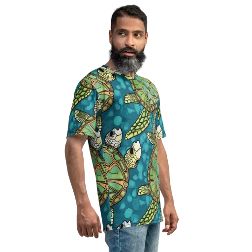Lagoon Turtles on a Men's Crew Neck T-Shirt
