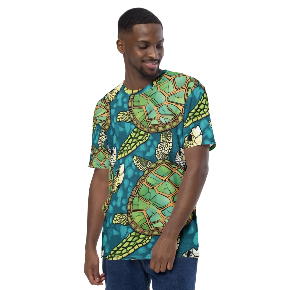 Lagoon Turtles on Men's Crew Neck T-Shirt — Left