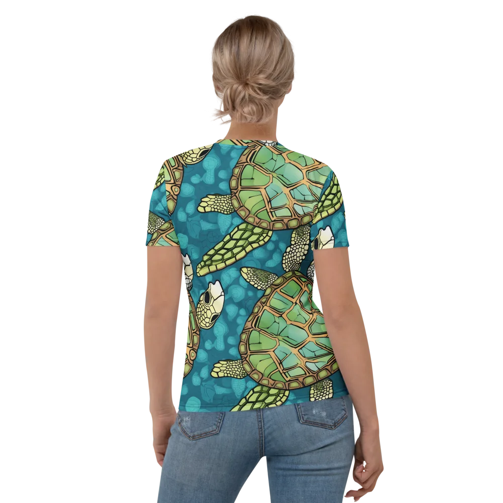 Lagoon Turtles on Women's Crew Neck T-Shirt — Back