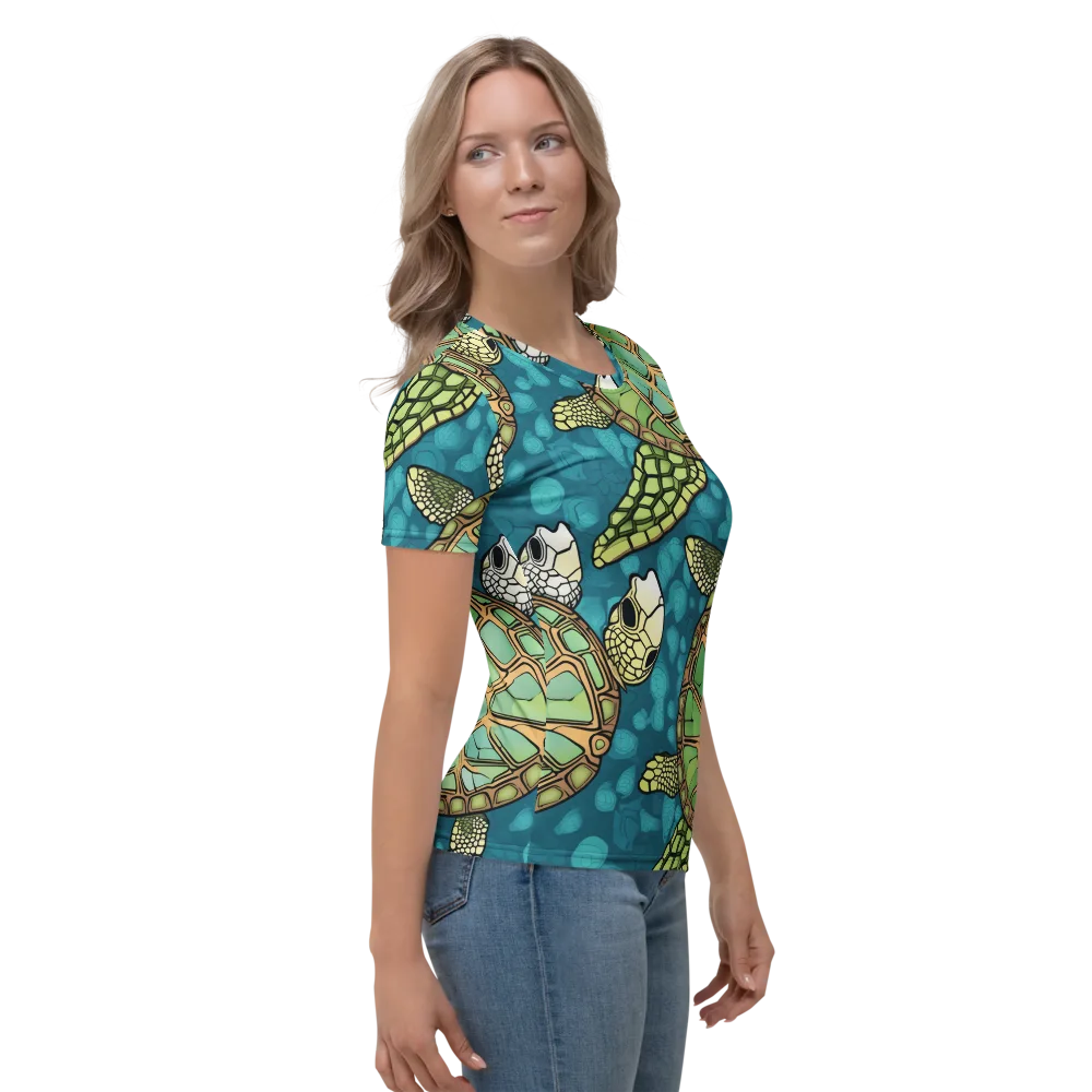 Lagoon Turtles on Women's Crew Neck T-Shirt — Right