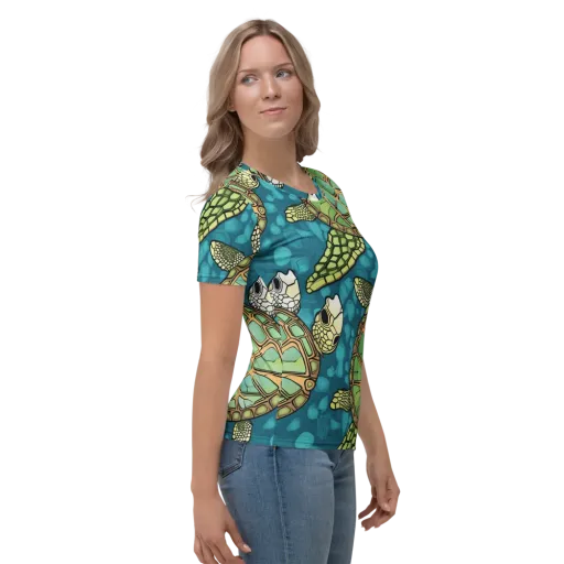 Lagoon Turtles on a Women's Crew Neck T-Shirt