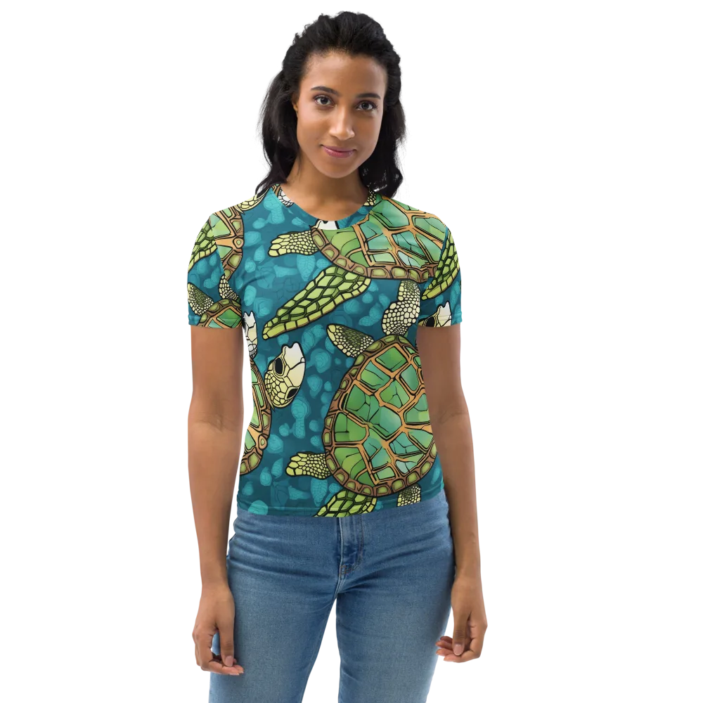 Lagoon Turtles on Women's Crew Neck T-Shirt — Front