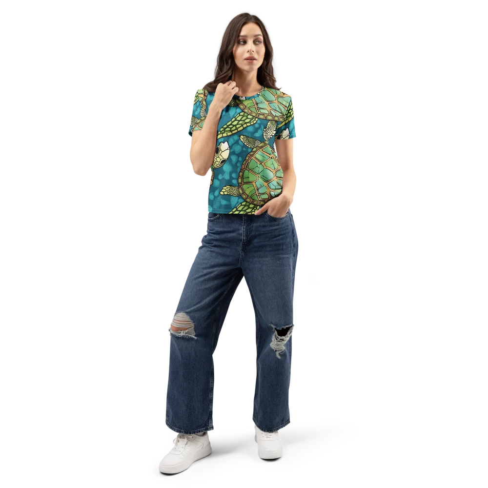 Lagoon Turtles on Women's Crew Neck T-Shirt — Front