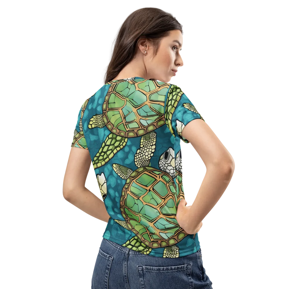 Lagoon Turtles on Women's Crew Neck T-Shirt — Back