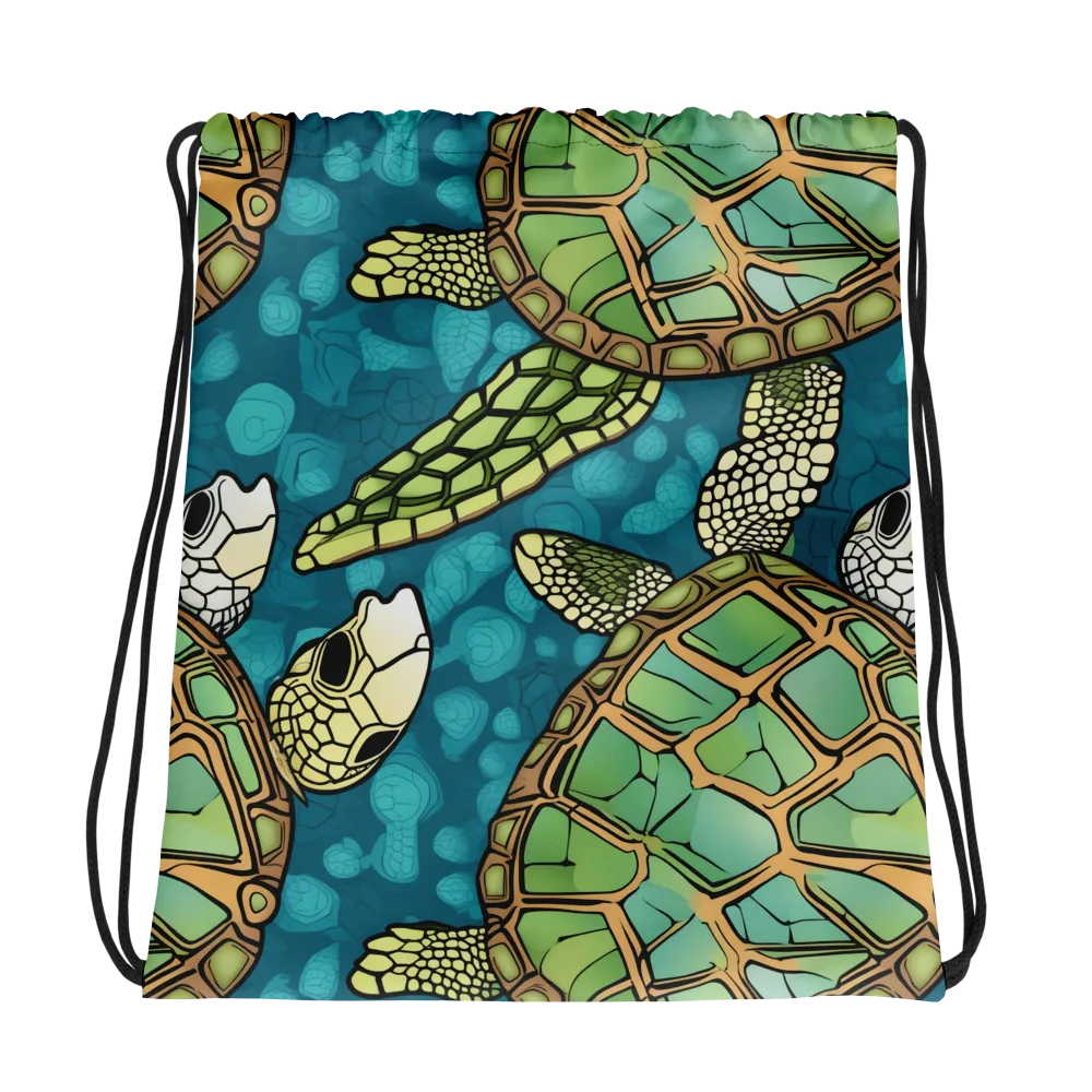 Lagoon Turtles on Drawstring Bag — Photo