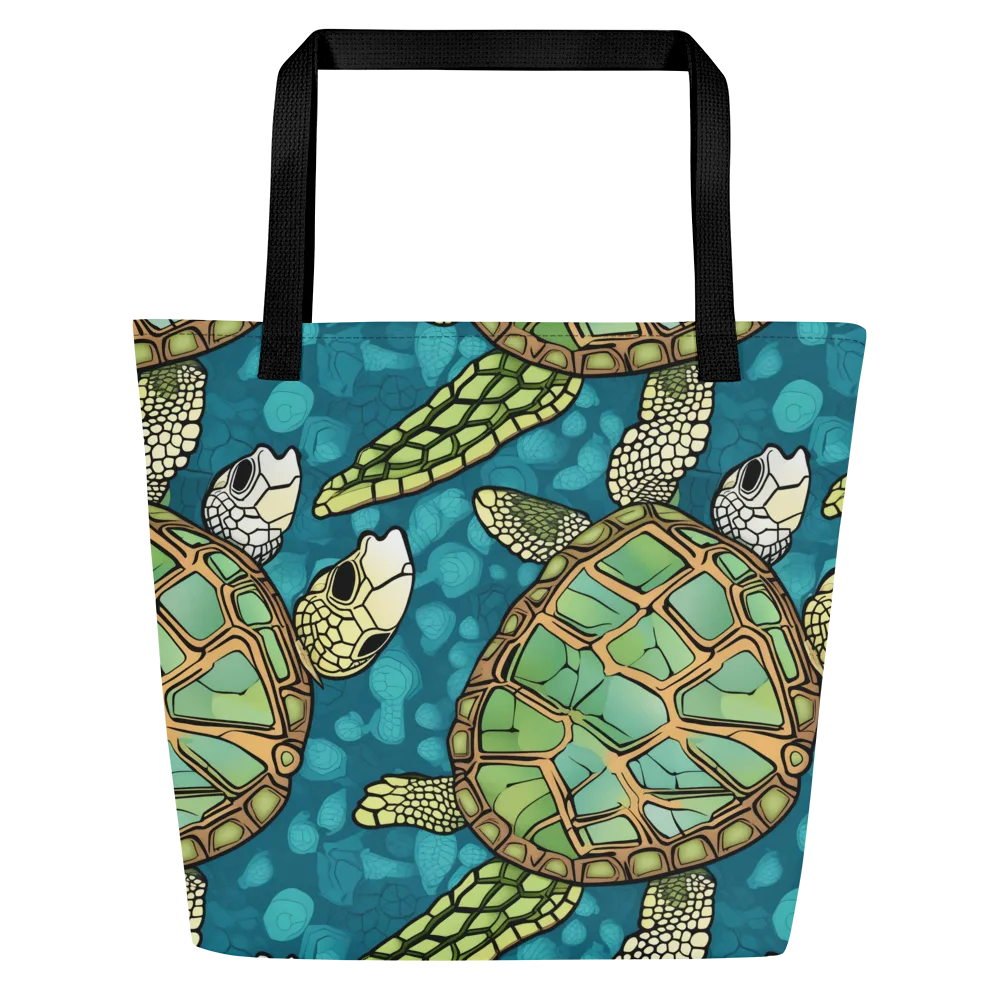 Lagoon Turtles on Large Tote Bag W/ Pocket — Front