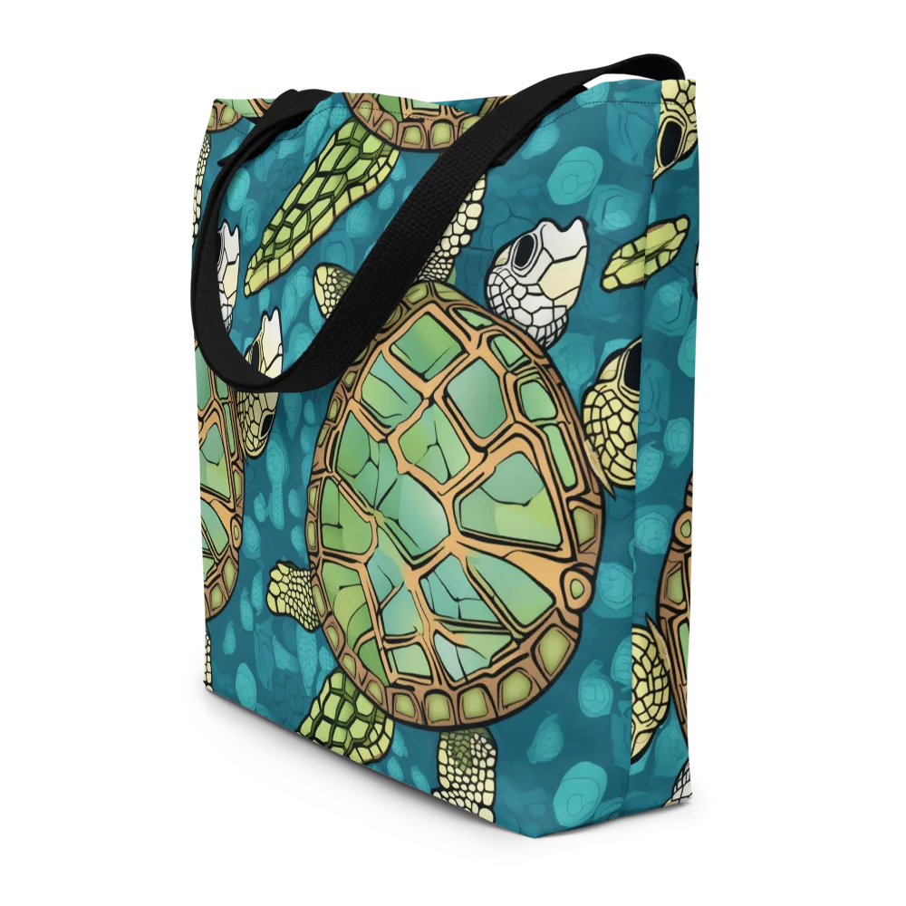 Lagoon Turtles on Large Tote Bag W/ Pocket — Front
