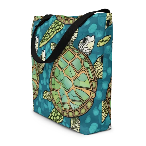 Lagoon Turtles on a Large Tote Bag W/ Pocket