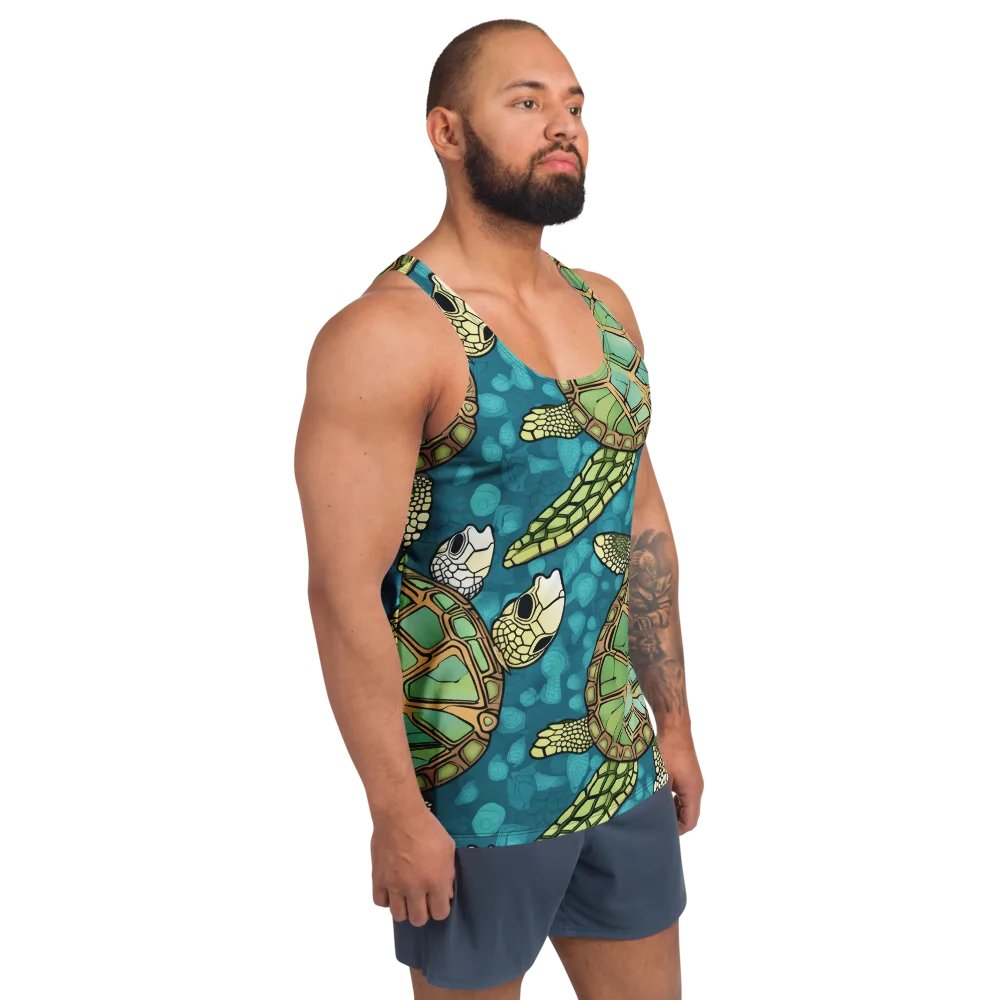 Lagoon Turtles on Men's Tank Top — Right Front